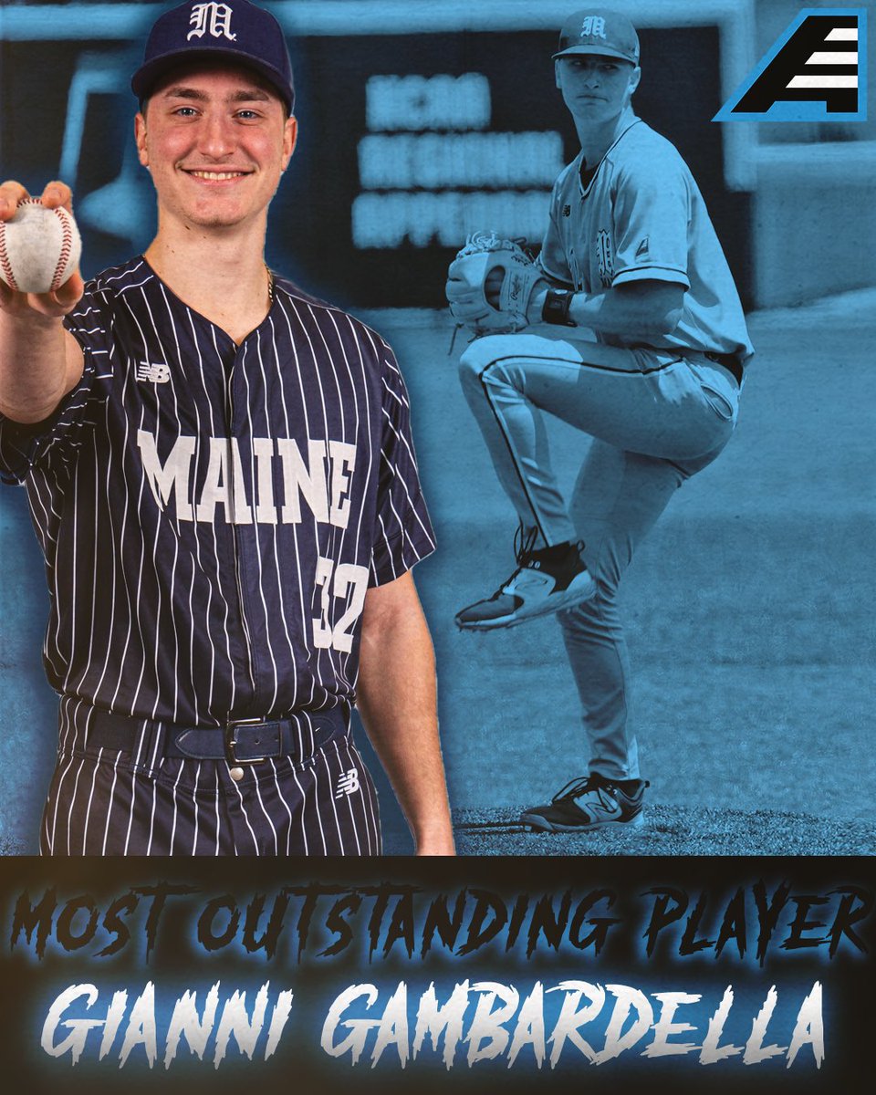 After pitching 8️⃣ shutout innings in today’s #AEChamps, Gianni Gambardella of @MaineBaseball is the #AEBASE MOP!