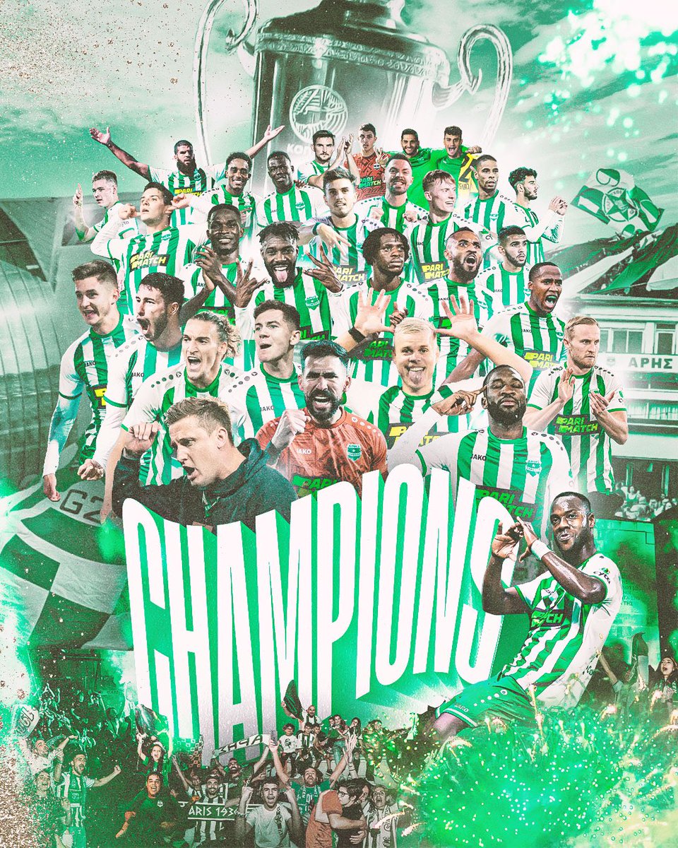 ⚡️ARIS LIMASSOL – CHAMPIONS OF CYPRUS 2022-2023!

For our legends. 
For the future stars. 
For the first time in our history.

Team and coaches, thanks for the efforts! Fans, thanks for support during all season🔥 

Congratulations to all ARIS family! 💚

#ArisLimassol #WeAreAris