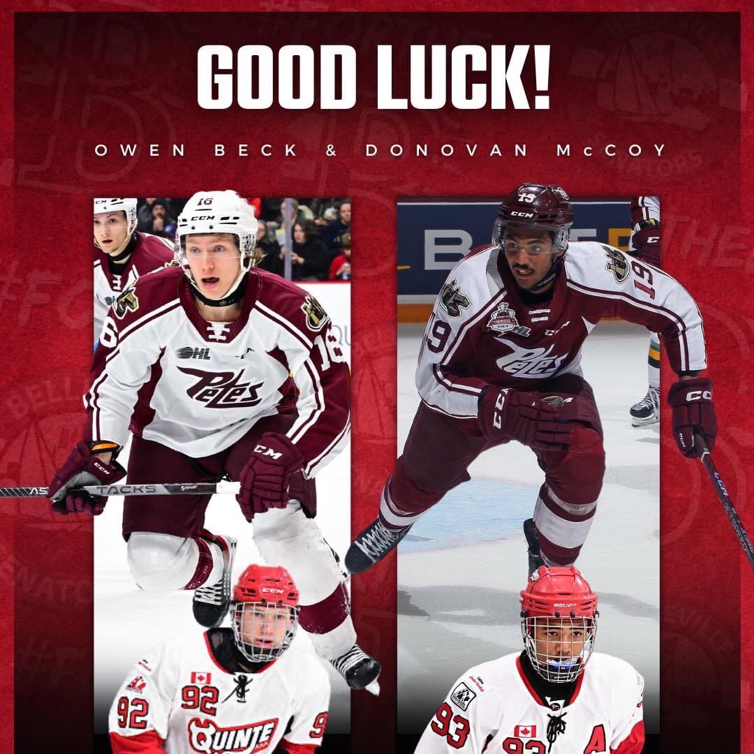 Good luck to QRD alumni Owen Beck and Donovan McCoy as they play for the Memorial Cup!  #ohlchamps <a href="/TSportsQuinte/">Total Sports Quinte</a>