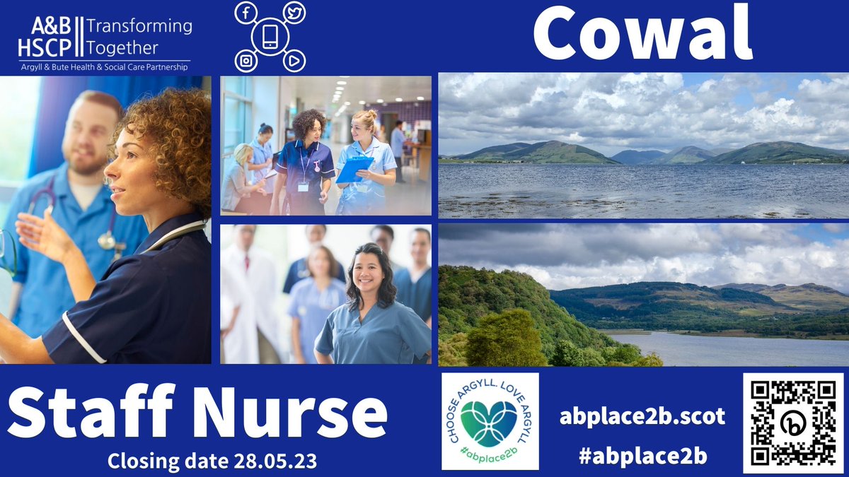 Staff Nurse Post  - An opportunity has arisen for a highly motivated individual to join our established team within #Cowal Community Hospital  casualty department. 
 APPLY NOW apply.jobs.scot.nhs.uk/Job/JobDetail?…

#abplace2b #closerthanyouthink #nursingjobs