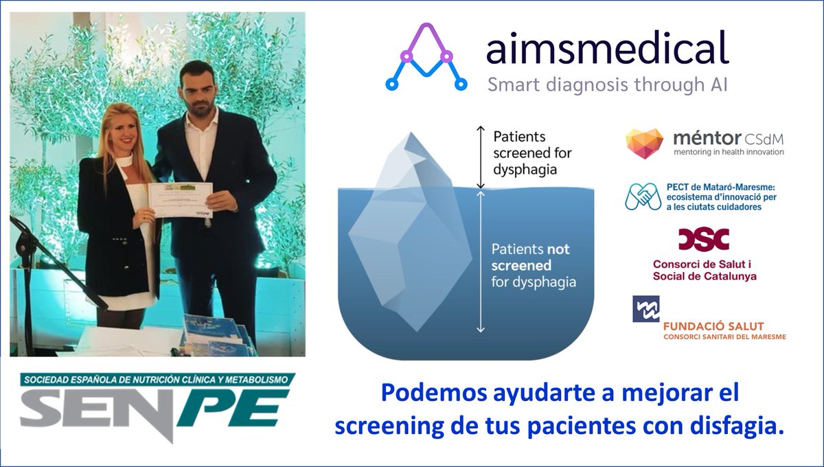 Gracias @SENPE_ por el premio a aimsmedical.ai 38Congreso #SENPE2023 @GTRecerca @Official_DRS @_ESSD_ @dysphagia @UKSRG2 @logopedes @MataroCuida @ASENEM @my_ueg @GTRecerca @TecnoCampus @FundacioMaresme @CSC_Consorci @salutcat @GIphysioLab @CIBERehd @aegastro @CSdMaresme