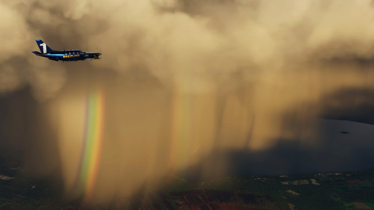 ZillNiazi's tweet photo. #Flying #next to a #stormcell in #West #Germany a couple of days ago, in #realtime, #realweather

#Daher
#TBM930
#generalaviation 
#aviation
#art
#aerial
#light
#storm
#adventure
#fields
#dusk
#weather
#rain 
#rainbow
#aerialphotography
#aircraft
#landscape
#MSFS
@msfsofficial https://t.co/tWLF6w7dxn