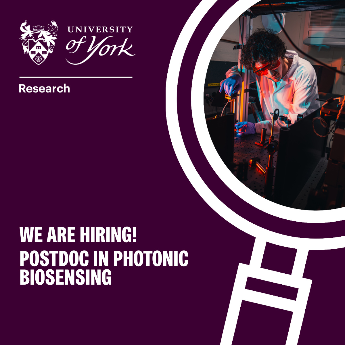 Steve Quinn (@steve_quinn_lab) on Twitter photo Interested in developing an ultrasensitive photonic biosensor for assisting early disease diagnosis? Only 10 days left to apply for our postdoc opening @physicsatyork! Apply now! 🔬📊🧪
👇👇
jobs.york.ac.uk/vacancy/resear…
<a href="/PhysLifeYork/">Physics of Life at York</a> <a href="/YBRI_UoY/">York Biomedical Research Institute</a> <a href="/BiologyatYork/">Biology at York</a> Interested in developing an ultrasensitive photonic biosensor for assisting early disease diagnosis? Only 10 days left to apply for our postdoc opening @physicsatyork! Apply now! 🔬📊🧪
👇👇
jobs.york.ac.uk/vacancy/resear…
<a href="/PhysLifeYork/">Physics of Life at York</a> <a href="/YBRI_UoY/">York Biomedical Research Institute</a> <a href="/BiologyatYork/">Biology at York</a>
