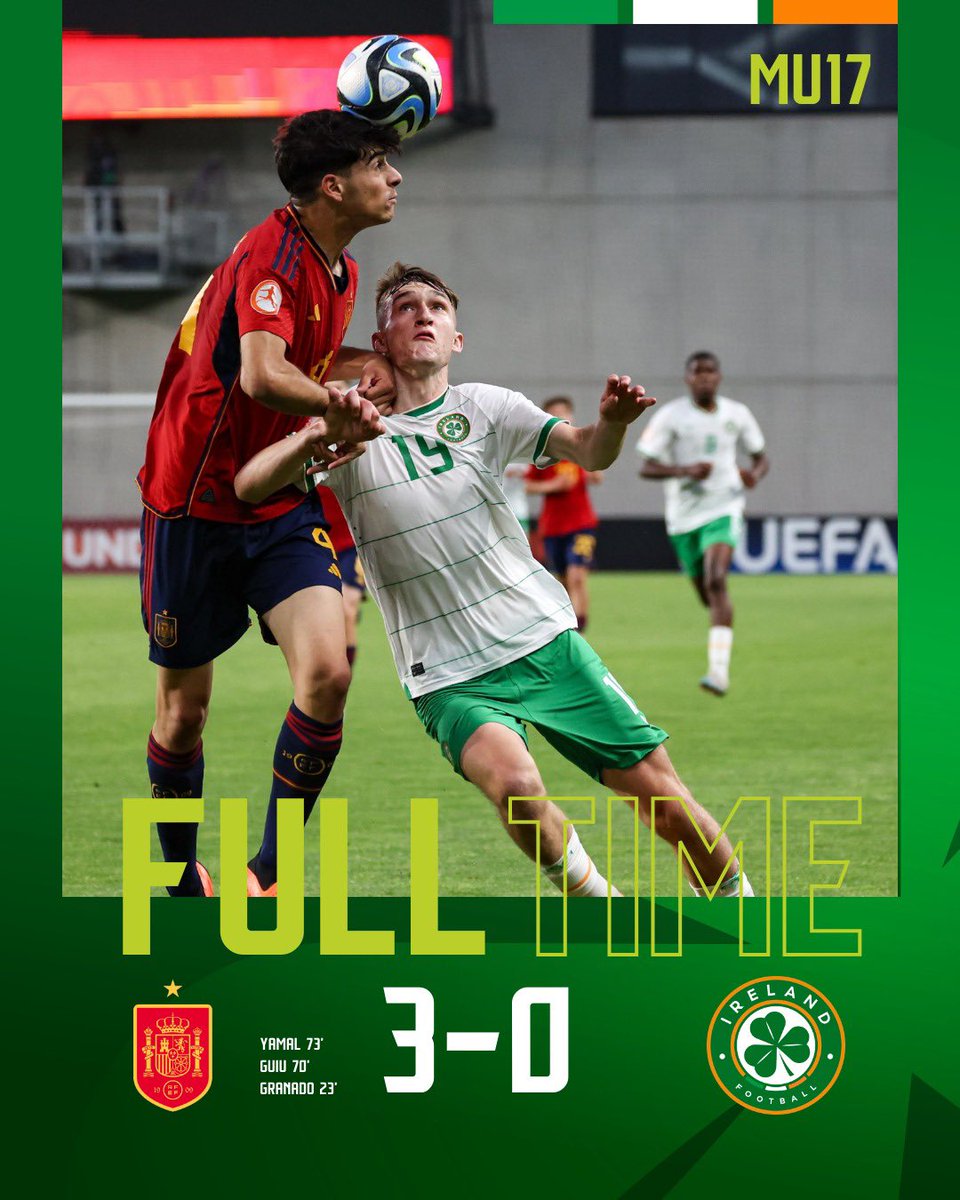 FT | Our #U17EURO journey comes to an end 

Amazing effort from the team who bow out at the Quarter-Final stage 🇮🇪

#IRLU17 | #U17EURO | #COYBIG