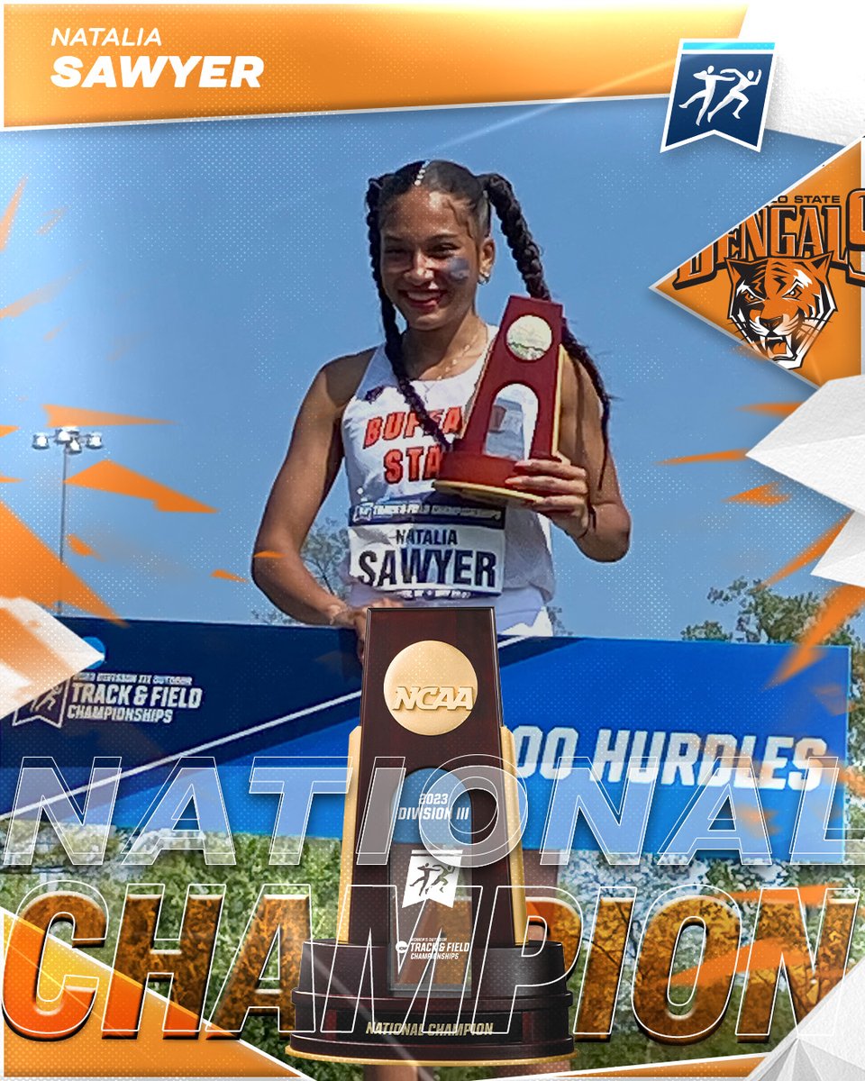 NCAADIII's tweet photo. 🏆NATIONAL CHAMPION🏆

Natalia Sawyer of @bscathletics wins the women's 400m hurdles with a time of 58.66 seconds.

#d3tf | #WhyD3 https://t.co/dEzkHMmLE4