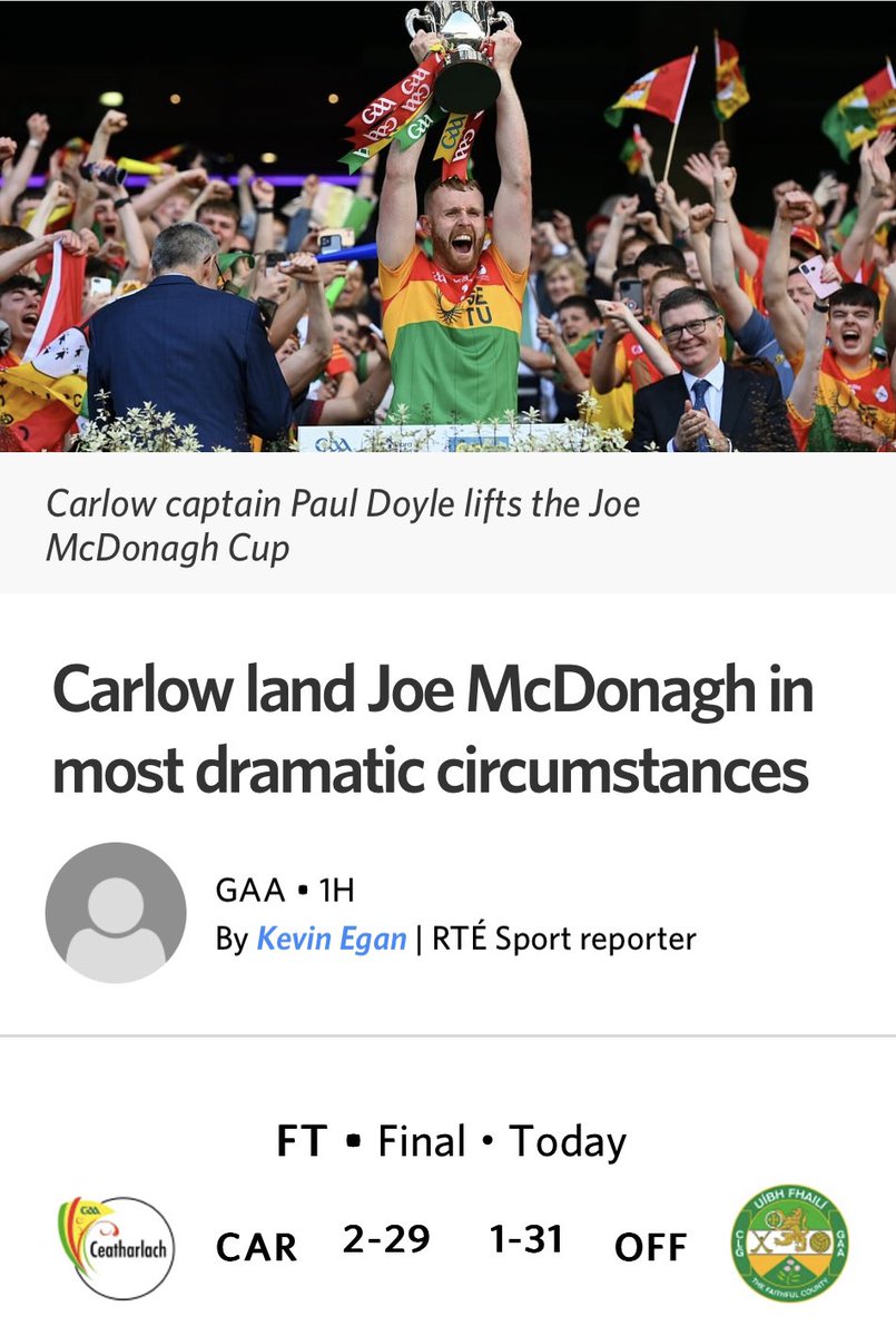 dripsey1's tweet photo. Ceatharlach abú 👏🏻👏🏻👏🏻 Fantastic hurling win today in Croke Park. #whatsrareiswonderful #scallioneaters #proudCarlovian https://t.co/wyah63Bgql