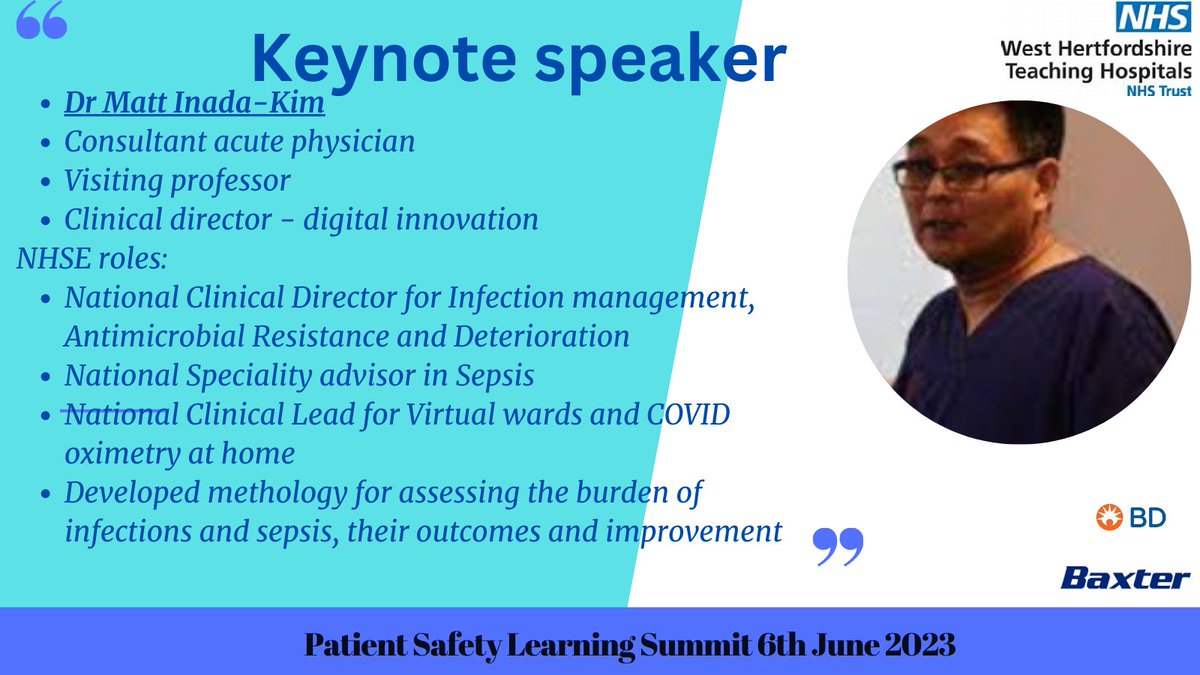 📢KEYNOTE SPEAKER ALERT📢We are so excited to welcome Dr Matt Inada-Kim as one of our keynote speakers for our upcoming Patient Safety Learning Summit on 6th June! Tune in to learn all things IPC, AMR, learning from Covid and more! Register at:  tinyurl.com/Patient-Safety…