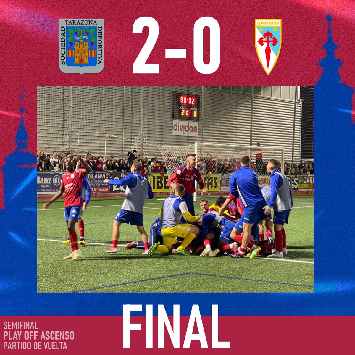 SDTarazona's tweet photo. Final
𝗦𝗗 𝗧𝗔𝗥𝗔𝗭𝗢𝗡𝗔 𝟮-𝟬 𝗦𝗗 𝗖𝗢𝗠𝗣𝗢𝗦𝗧𝗘𝗟𝗔
𝖬𝖺𝗋𝖼𝗈𝗌 𝖬𝖾𝗇𝖽𝖾𝗌 𝟪𝟧’  𝟫𝟢’ https://t.co/rveceXALB3