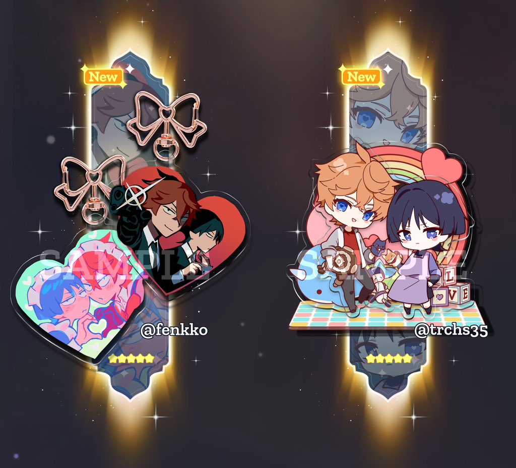 611MART's tweet photo. Very excited to present... our 611 Gachapon Merchandise Previews Pt.1 🥳
🔪Double-sided Rainbow Acrylic Charm🎀 by Toymaker @fenkko (spies...maids...spies...maids...!)
🧸Acrylic Standee🪁 by Toymaker @trchs35
#611gachapon #chiscara #fandago https://t.co/24yZ7JMOTA