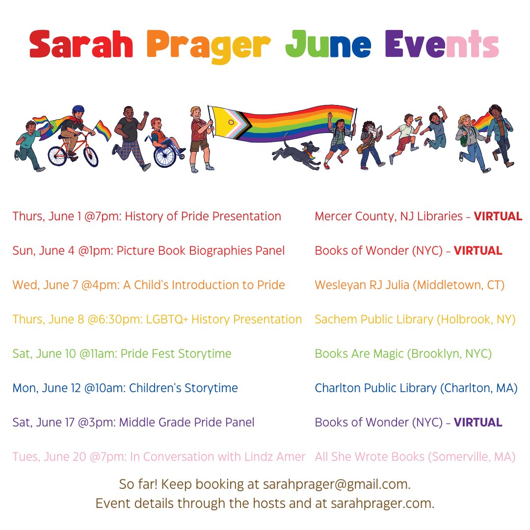 Pride storytimes! Pride panels! Pride presentations! Pride conversations! Pride signings! 🌈🌈🌈

I can't wait to see you all this season 💜

#pride2023 #queerkidlit #lgbtqhistory #lgbtqbooks  #queerbooks #queerhistory