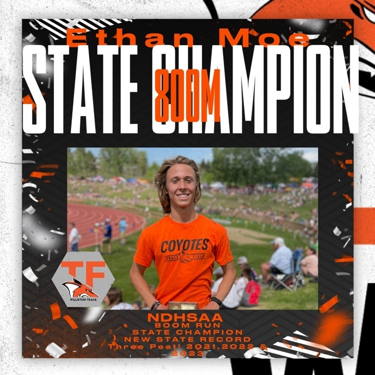 3 Peat! 
Ethan Moe three peats as the State Champion of the 800m with a NEW State record of 1:51.08!