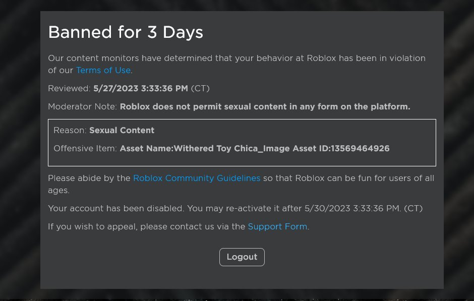 NotPawz64's tweet image. Roblox??
#Roblox #RobloxDev #Robloxmoderation
im definitely gonna approve this, what the fuck