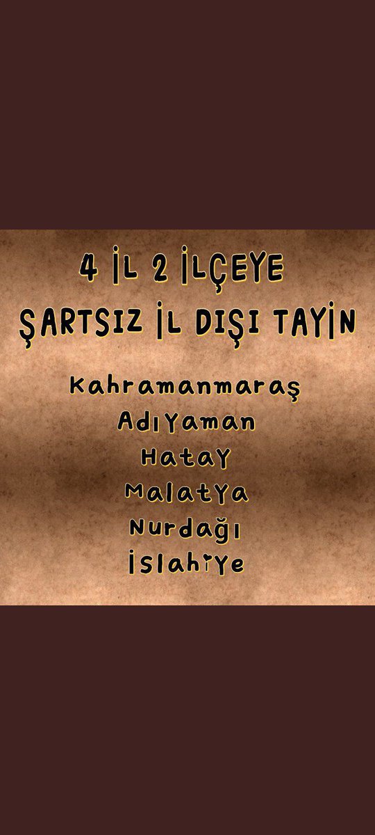MebDepremeTayinHaktır

Depremden sonra öğretmenlerinizi ne kadar düşündünüz?Ölüm şartlı tayin hakkı mı olur?Depremi ağır şekilde yaşamış olan 4il2 ilçede öğretmenler şartsız tayinhakkı istiyor.Hizmet puanımız da aynı şekilde bir düzenleme yapılmadı
<a href="/RTErdogan/">Recep Tayyip Erdoğan</a> <a href="/kilicdarogluk/">Kemal Kılıçdaroğlu</a>