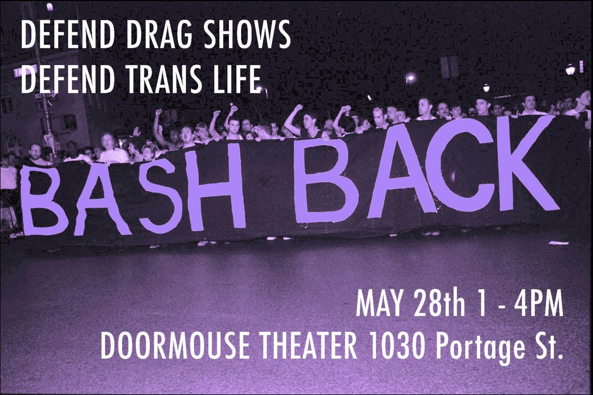 313ccDetroit's tweet image. Defend drag and trans lives. 1-4pm Sunday May 28 (tomorrow) outside the Dormouse Theatre in Kalamazoo goo.gl/maps/j5LbuNVtU…

Leave Detroit by 11am. 

Fuck the fascists. #BashBack