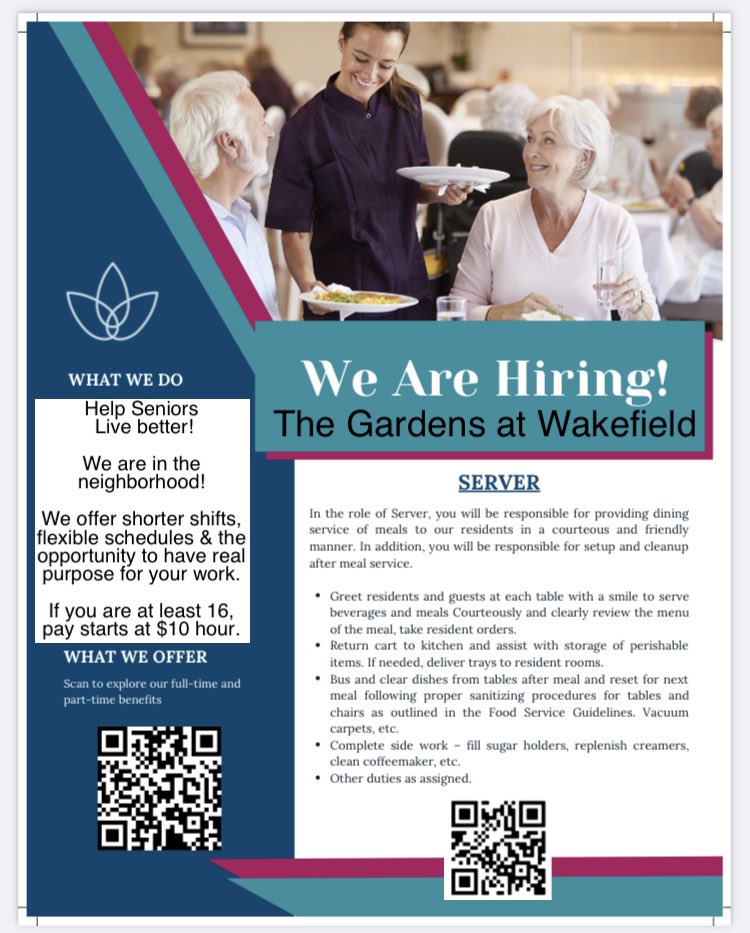 Looking for a summer job or one that will continue for the school year? Explore their website for options. 

atriacareers.com/careers/server…