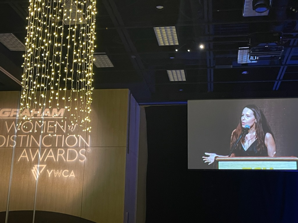 Best part of accepting <a href="/YWCASaskatoon/">YWCA Saskatoon</a> Research &amp; Technology award was sharing how far the Tech community in #Saskatchewan has come. Especially our incredible #WomenInTech such as <a href="/Katrinavision/">Katrina German</a> and <a href="/Kenzieks09/">Kenzie Bergeron</a>.  Can't wait to see where we go from here, the sky is the limit!