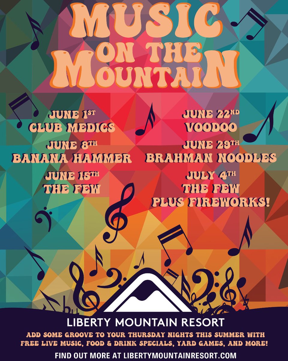 Join us at our mountainside base area for an awesome evening of good eats, live music, and all around family fun! 🕺 . Event is free to attend! For more info, visit libertymountainresort.com