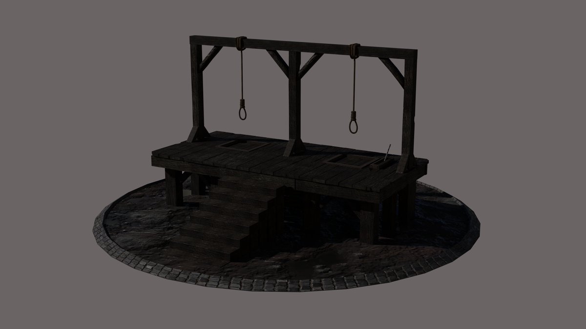 Initial render of a medieval-style gallows from a tutorial.

#3D, #3Dart, #blender, #blender3d, #MedievalGallows, #Gallows3DModel, #GallowsForGames, #CinematicGallows, #MedievalExecution, #MedievalJustice, #DarkHistory, #HistoricalGallows, #GallowsDesign, #GallowsOfThePast