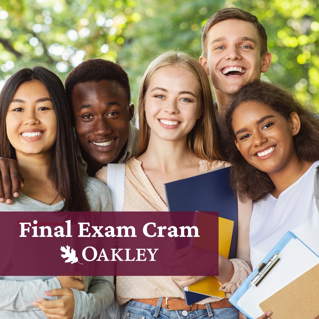 💻 Is your teen looking for a quiet place to study for finals? Stop by the Recreation Center for the Final Exam Cram on May 30th and 31st from 3pm to 6pm. 

We will have drinks, snacks, and free WiFi for them to study alone or with a friend. 

#OakleyCA #OakleyRecreation