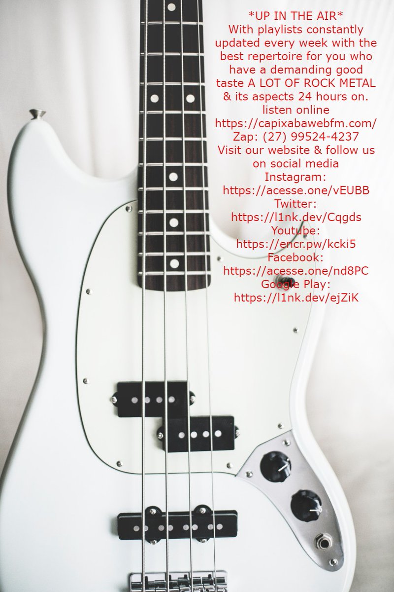 CapixabaWeb's tweet image. *UP IN THE AIR*
With playlists constantly updated every week with the best repertoire for you who have a demanding good taste A LOT OF ROCK METAL &amp;amp; its aspects 24 hours on.
Instagram: acesse.one/vEUBB
Youtube: encr.pw/kcki5
Facebook: acesse.one/nd8PC