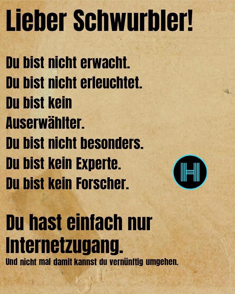 Vielleicht sollten wir wirklich zukünftig alle Impfungen abschaffen?

Und wenn dann weltweit Menschen wie Fliegen sterben, dann kann man ja die Schwurbler &amp; Impfverweiger fragen, ob sie jetzt zufrieden sind.

Anders geht es wohl nicht.

Bin gespannt wem sie dann die Schuld geben.