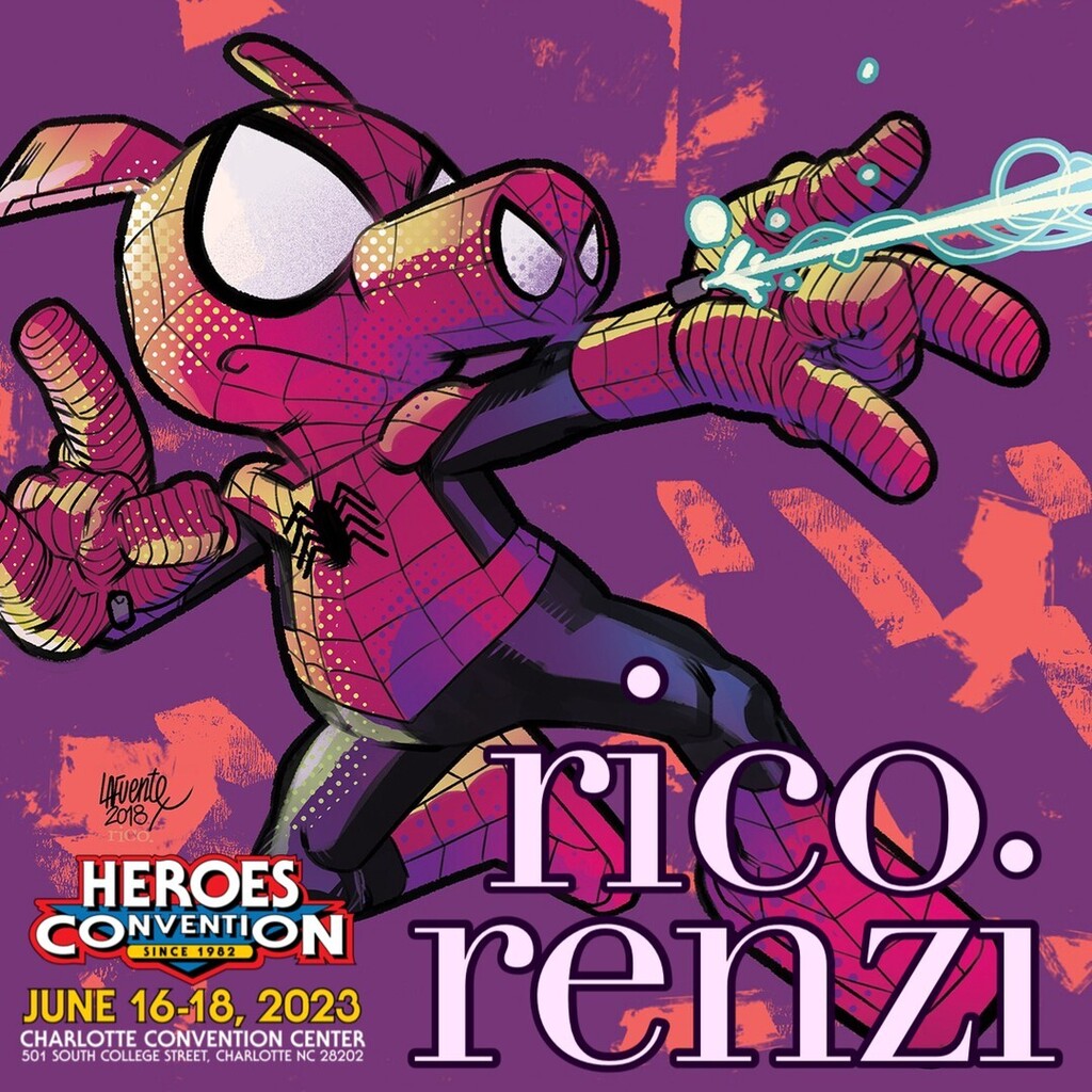 Artist/designer/colorist and HAHTF alumnus RICO RENZI's work has been seen in comics from DC, Marvel, Image, Dark Horse, Scholastic, Boom, Oni, and IDW! You might know him from Spider Gwen and Squirrel Girl! 

#whoisrico #heroescon #ricorenzi 

For tickets: …