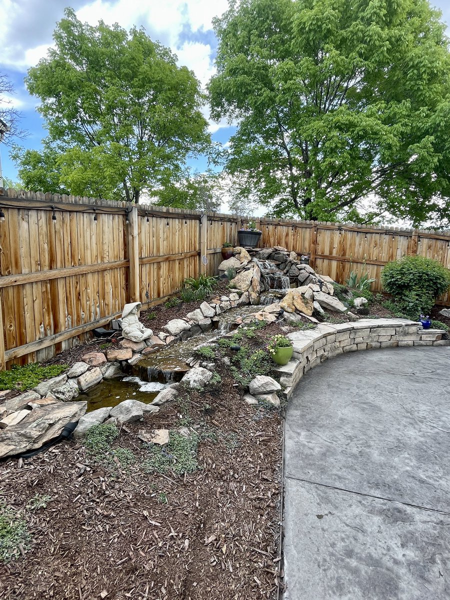 wristwatchforum's tweet photo. Taking a break after getting the backyard set up again. The hardscape is done, some old mulch has been redistributed, the furniture replaced, & flower pots added. Still need to decide on plants & get more mulch but that can wait. Wearing the #Stowa #Limette today while working. https://t.co/Sy5Zf8wmLb