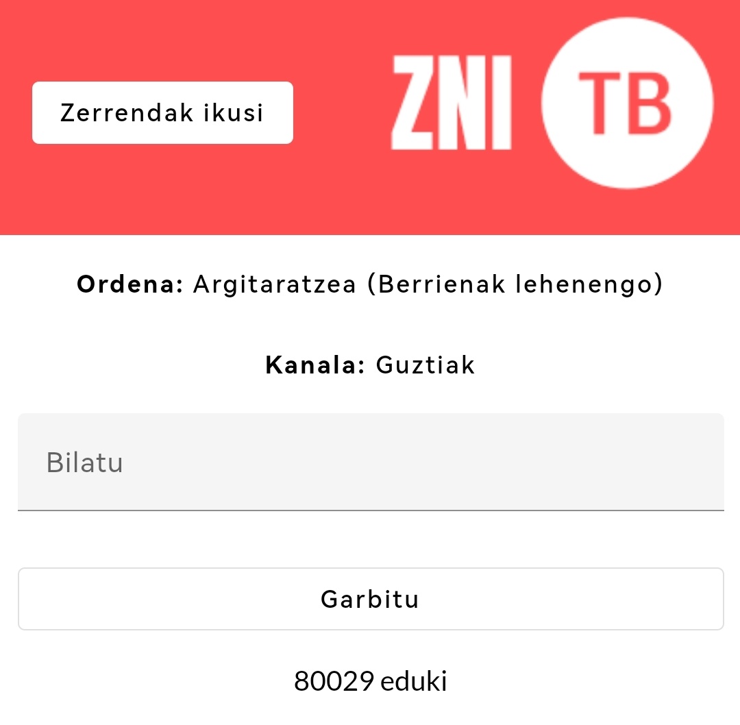 Ba gaur <a href="/ZerNonIkusi/">ZerNonIkusi</a> ren androiderako aplikazioak katalogatuta dituen youtubeko euskarazko bideo kopurua 80000tik gora joan da 🥳🥳🥳 joan esteka honetara eta deskargatu zuen android gailuetan euskarazko eduki piloa super erraz topatzeko ❤️ play.google.com/store/apps/det…