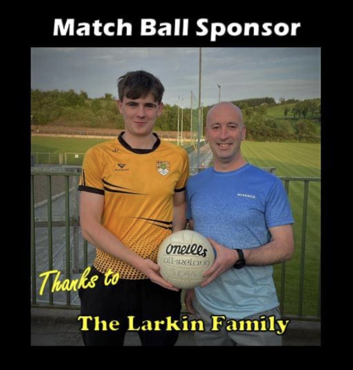 The Larkin family are our match ball sponsor this week. We take on <a href="/DoohamletGFC/">Doohamlet GFC</a> in the <a href="/monaghangaa/">@monaghangaa</a> Intermediate League game on Sunday at 2pm in Doohamlet