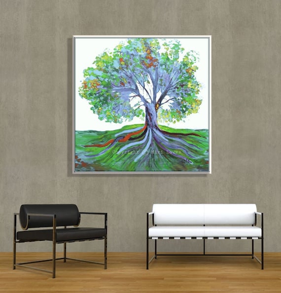 Tree Painting, Office Painting, Colorful Painting, etsy.me/3J7ljMH #treepainting #officepainting #colorfulpainting #officeart @etsymktgtool