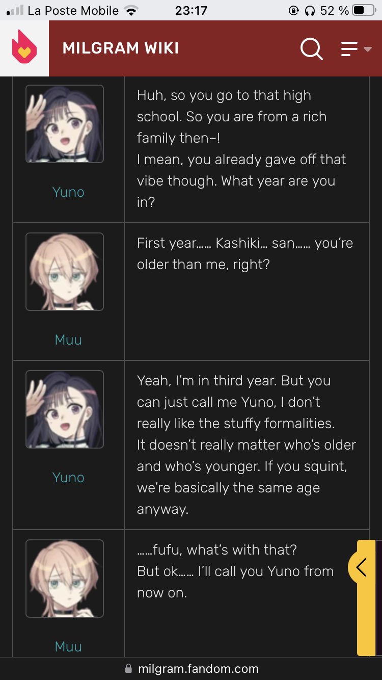 Kashiki Yuno, Milgram Wiki