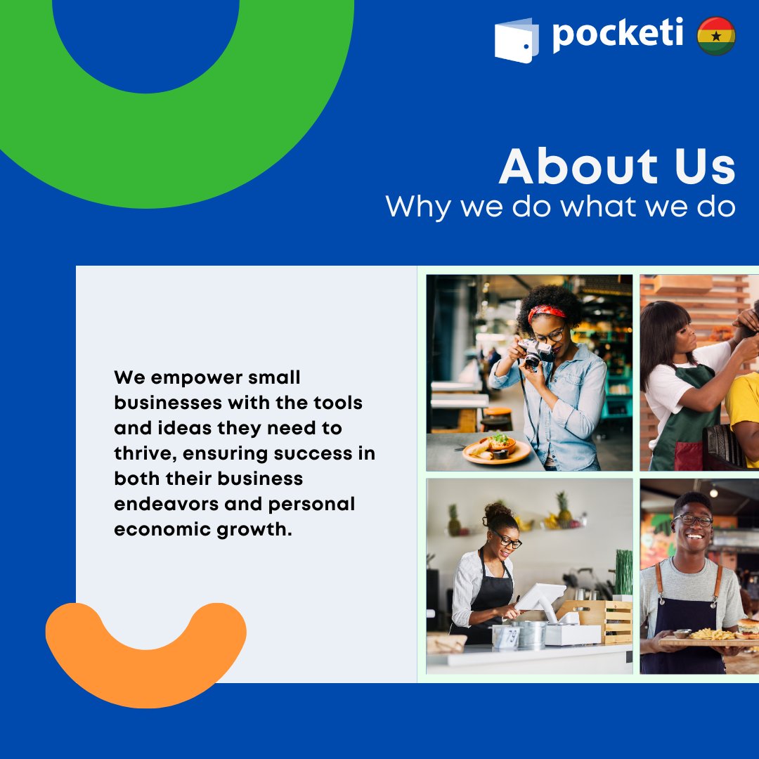 Our Mission: Simplified! -> We empower small businesses with the tools and ideas they need to thrive, ensuring success in both their business endeavors and personal economic growth. #ghana #PocketiApp #missionStatement #Fintech