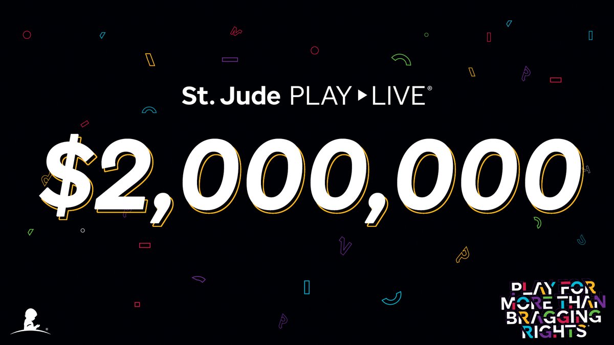 🎉GOAL REACHED!🎉

You all have surpassed $2,000,000 raised for the kids of #StJude for Challenge Season!🎉   

Thank you and your incredible communities so much. You all are LEGENDS.

How much can we raise before the end of May? 👀
➡️playlive.stjude.org