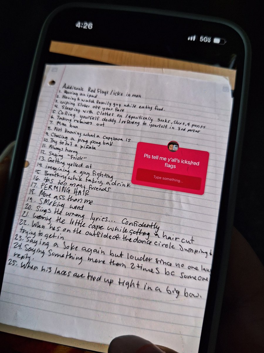 HayleeDoubleU's tweet photo. My 18 year old coworker's "ick" list. No man is safe 😂 https://t.co/u6AkGtOy6N