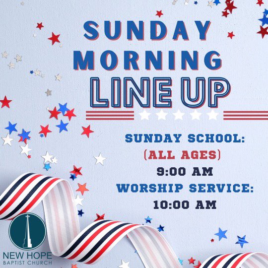 Tomorrow is going to be a great day at New Hope Baptist! God has been doing such amazing things, so join us! #welcomehome #buildingrelationships