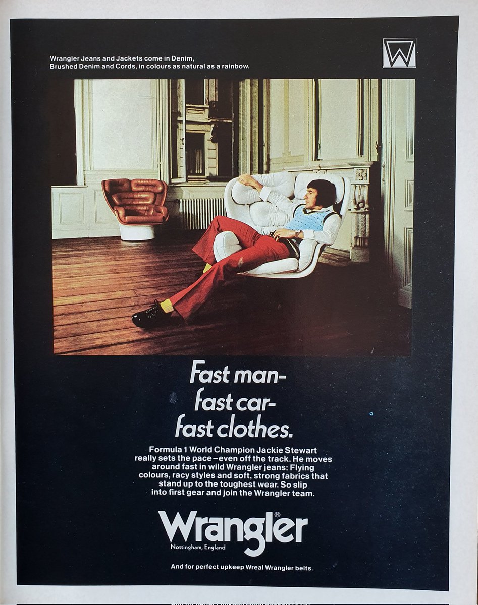 1972     Wrangler

#RetroAds #Retro #vintageads #JackieStewart