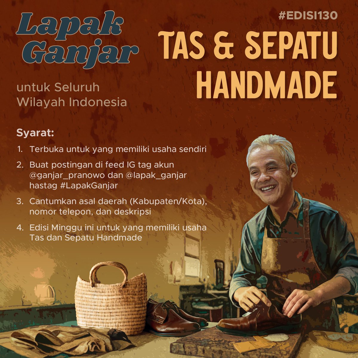 Kini, pakai produk lokal sudah jadi tren. Karena produk lokal buatan tangan atau handmade berani bersaing, mulai dari bahan hingga kualitasnya gak main-main. Produk handmade yang lagi digandrungi, tas dan sepatu.
Simak #LapakGanjar edisi ini.