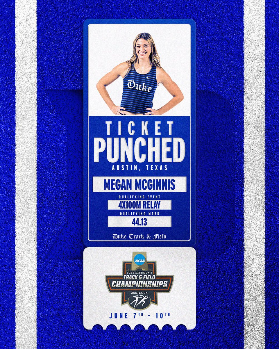 Catch our 4x1 in Austin! ✈️🎟️

Our relay team of Carly King, Abby Geiser, Halle Bieber, and Megan McGinnis ran a season’s best time of 44.13 to earn an automatic qualifier to Nationals!

#GoDuke