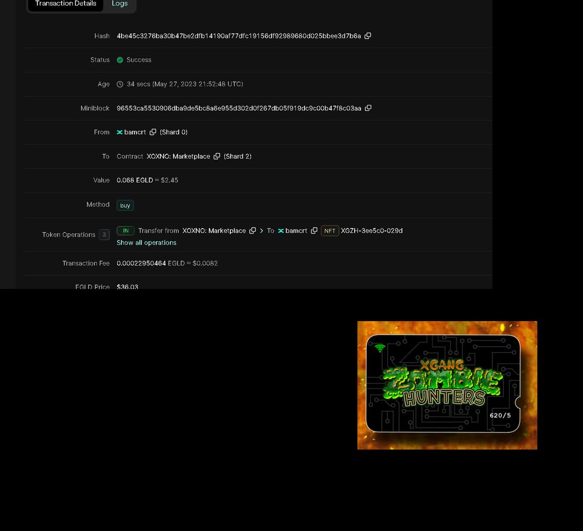 #Day 31 of #Buying  / #Minting #Zombies !  

#Days 31/365 ->@XGang2022 @MultiversX
Buy ->1 NFT - 0.068

Account : bamcrt

Tags : 
#friends #fun #Crypto #Futures 
#MultiversX #MultiversXNFTs #MultiversXGaming
#gamingcommunity #ZombieGames #Web3gaming