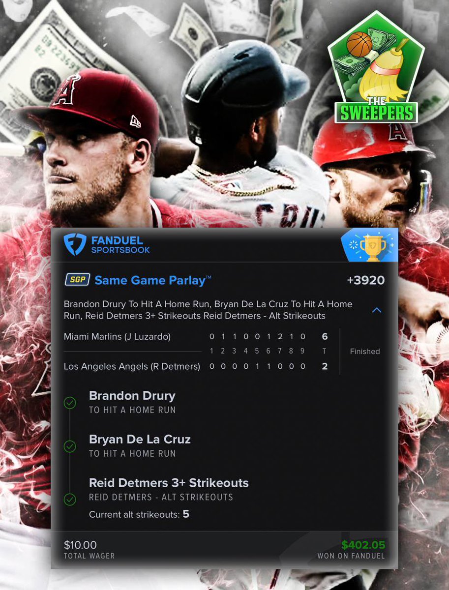 BDunk975's tweet photo. Absolute BOMB of a play I posted on here and my chat yesterday ✅⚾️ If you want more slips like this or nice hits to close out the NBA playoffs… join the sweepers family for only $10 a month 🤝

https://t.co/4PqeHGp58W https://t.co/Jp8Qkd9STR