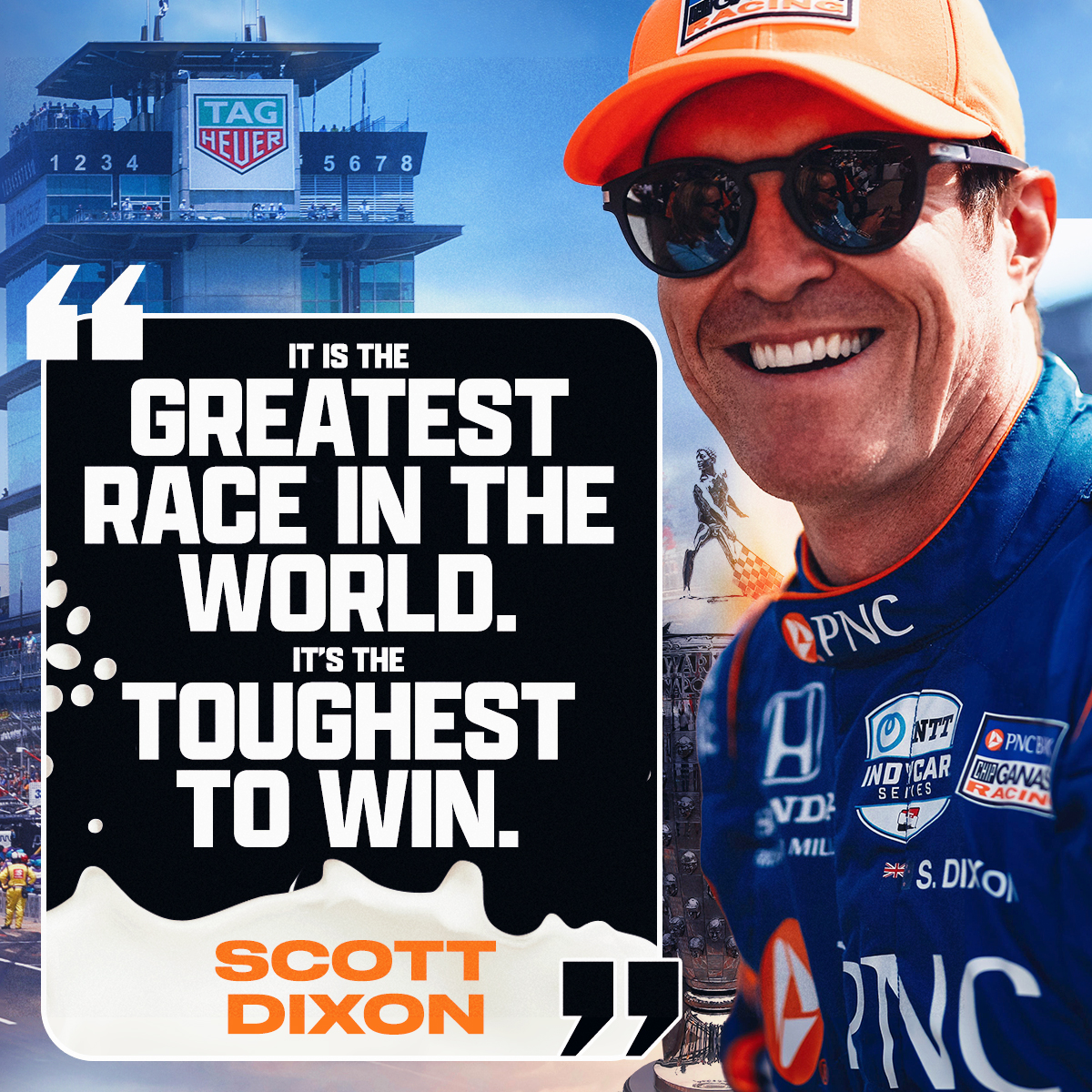 IndyCaronNBC's tweet photo. The greatest race in the world starts in a few hours.

It's in Indianapolis.

#Indy500 | @ScottDixon9 https://t.co/xqiOWcKcI1