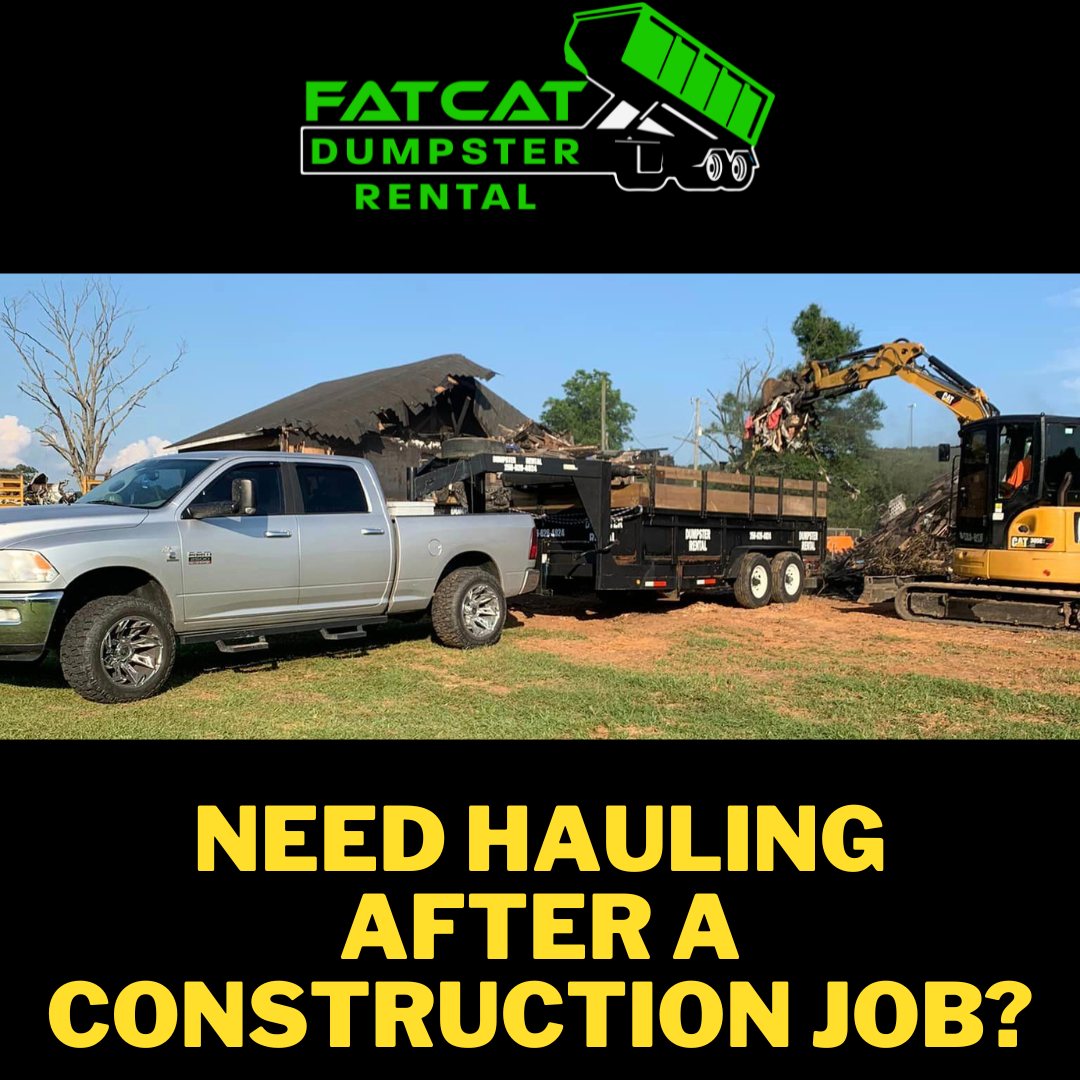 Need hauling or dumpster rentals on a construction site? We have you covered! Reserve today at fatcatdumpsterrental.com

#chelseaal #pelhamal #harpersvilleal #birminghamal #alabama #greystoneal #dumpsterrental #chelseapark