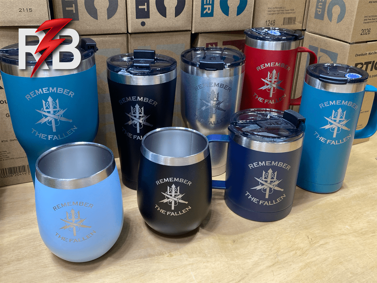 This group of customized RTIC cups, mugs, and tumblers commemorates those who have given their lives for the freedoms we enjoy and often take for granted. They gave their lives so that you and I could enjoy freedom. redboltlaser.com