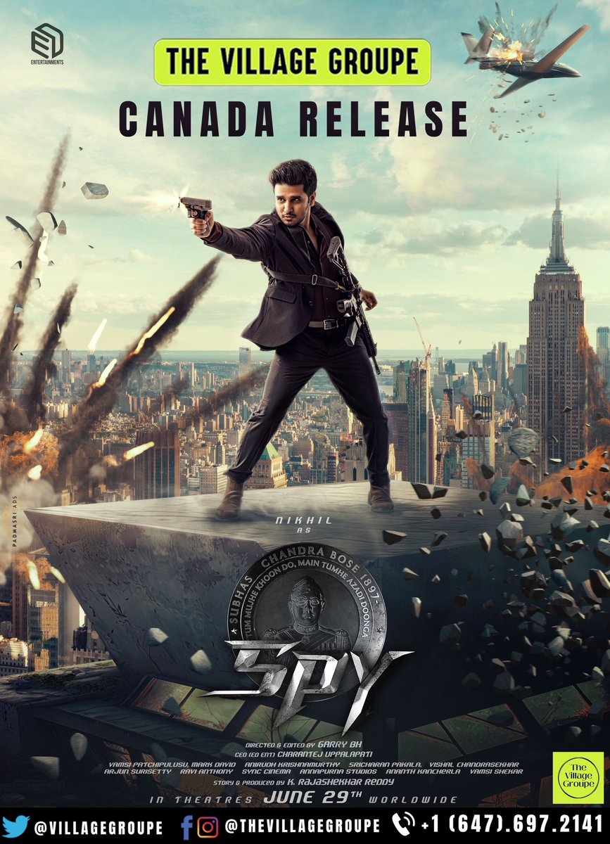 A gripping suspense thriller, related to our nation's biggest superhero Netaji Subhash Chandra Bose, #NikhilSiddharth arrives with the teaser in and as the #SPY!!

#Spy CANADA 🇨🇦 release by @VillageGroupe #TheVillageGroupe 
  #NikhilSiddharth #Nikhil

#SPY WW Grand Release on