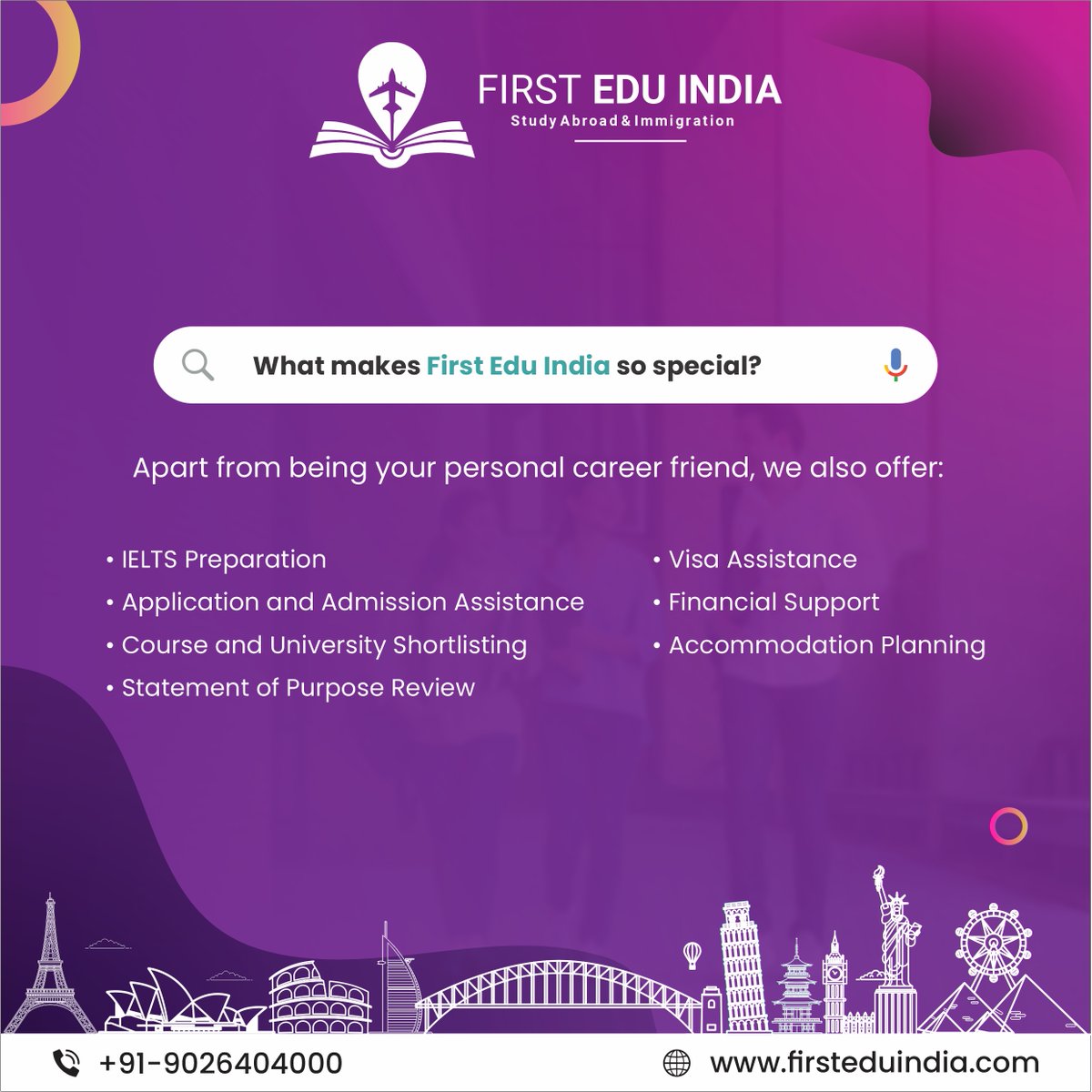 FirstEduIndia's tweet image. 🌟🌍 Study abroad with First Edu India - personalized guidance, top-notch resources, and unparalleled support to achieve your goals. #FirstEduIndia #StudyAbroad #PersonalizedGuidance 📚✈️