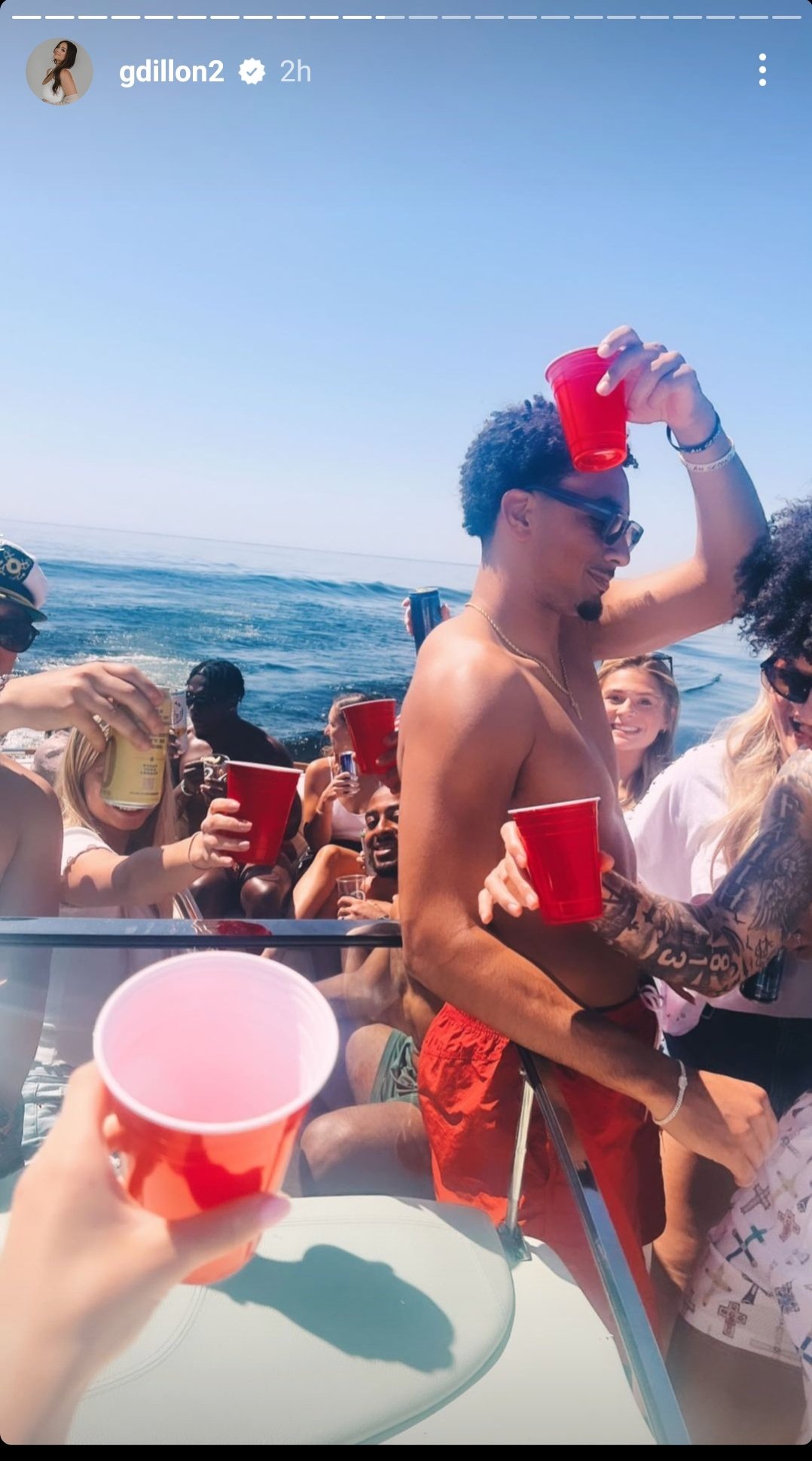 Green Bay Packers Quarterback Jordan Love pictured at a boat party on Memorial Day Weekend - Photo Credit: Gabrielle Dillon Instagram