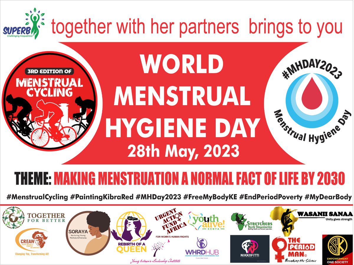 Day 28 of 28

The D-Day is here with us. Alhamdulilah 👏

Happy World Menstrual Hygiene day 2023🎉🎉🎉 
Let's Make Menstruation a normal fact of life.🩸🩸🩸

Tupatane DC nyote mwakaribishwa🚲🚲🚲
#EndPeriodPoverty 
#endperiodshame 
#MenstruationMatters 
#FreeMyBodyKE
#MyDearBody