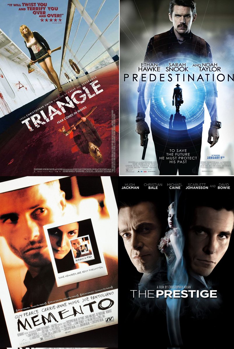 #goofymovies
#MindFuckMovies
Must Watch 100 Best MindFuck Movies - Thread

1. Triangle (2009)
2. Predestination (2014)
3. Memento (2000)
4. The Prestige (2006)