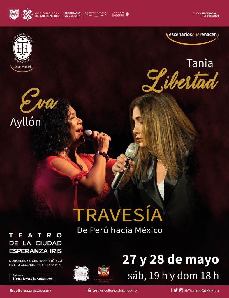¡Tenemos 5 PASES DOBLES para el concierto de mañana de Tania Libertad y Eva Ayllón en el #TeatroDeLaCiudad! Solo da RT y dinos 3 canciones que formen parte del repertorio de cada artista 👇
