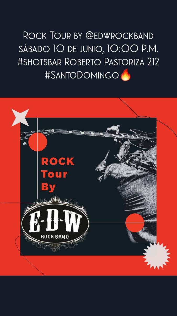 Rock Tour by @edwrockband sábado 10 de junio, 10:00 P.M. #shotsbar Roberto Pastoriza 212 #rock80s90s #rockclasico #classicrockmusic #rockdominicano #rockalternativo #Rockbyedw #Rocktourbyedw #rocktour🔥